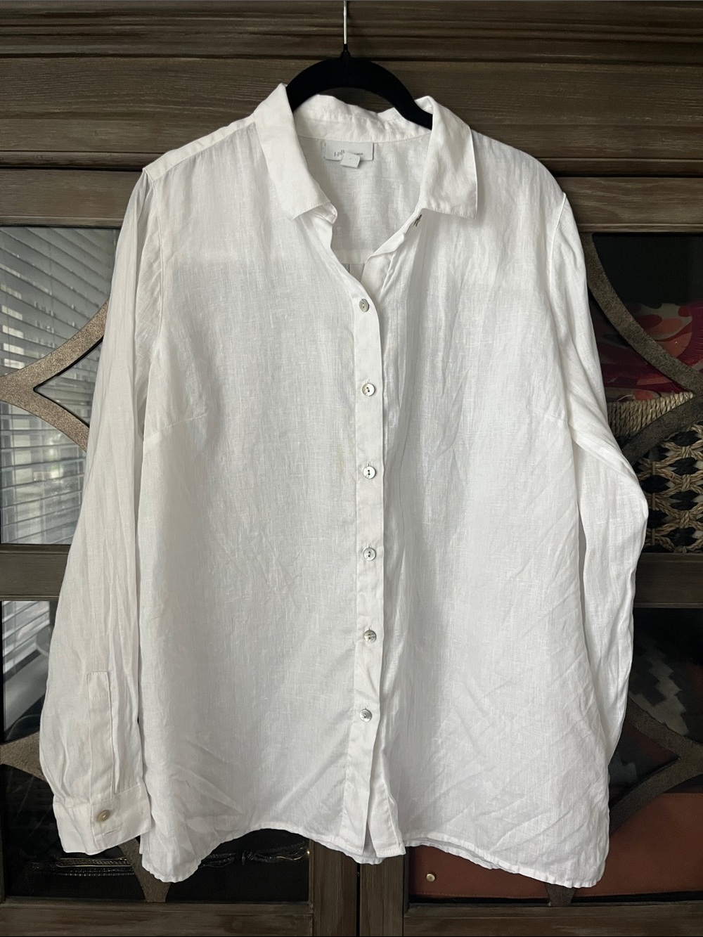 J. Jill White Button-Front Linen Shirt